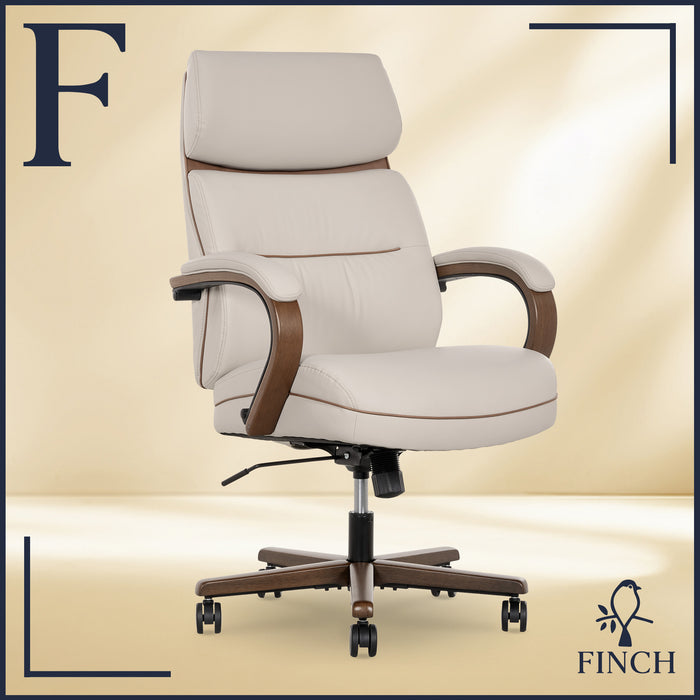 Finch Neo Two Retro-Modern Mid-Back Office Chair - Cream