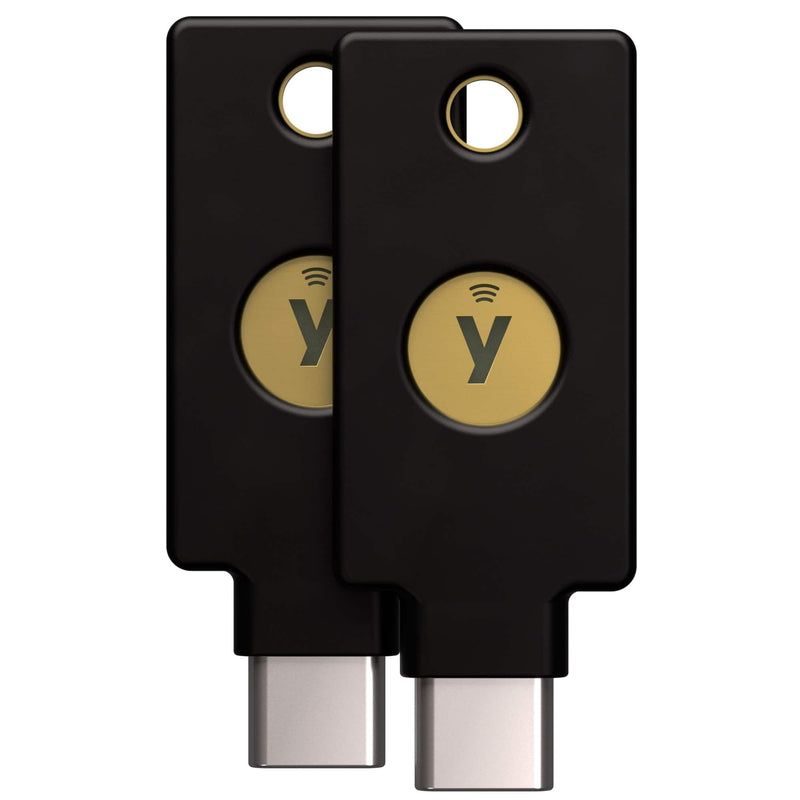 Yubico - YubiKey 5C NFC - Two-Factor authentication (2FA) Security Key Connect via USB-C or NFC FIDO Certified TwoPack - Black