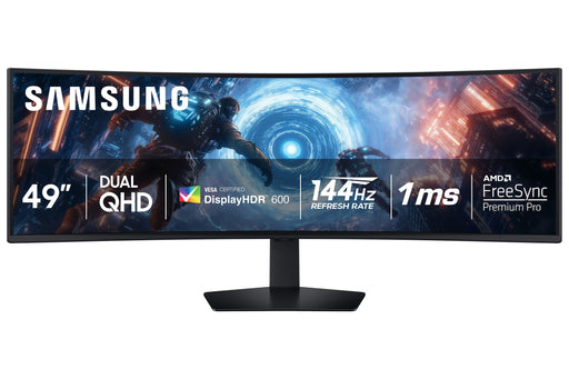 Samsung - 49" Odyssey G9 G91F 1000R Curved Dual QHD 144Hz 1ms AMD FreeSync Premium Pro Gaming Monitor with HDR600 (HDMI x2DPUSB) - Black