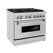 ZLINE - 36" Legacy Dual Fuel Range w/ Gas Cooktop  Electric Oven w/ 6 Brass Burners (RA-BR-36) - Stainless Steel/Brass Burners