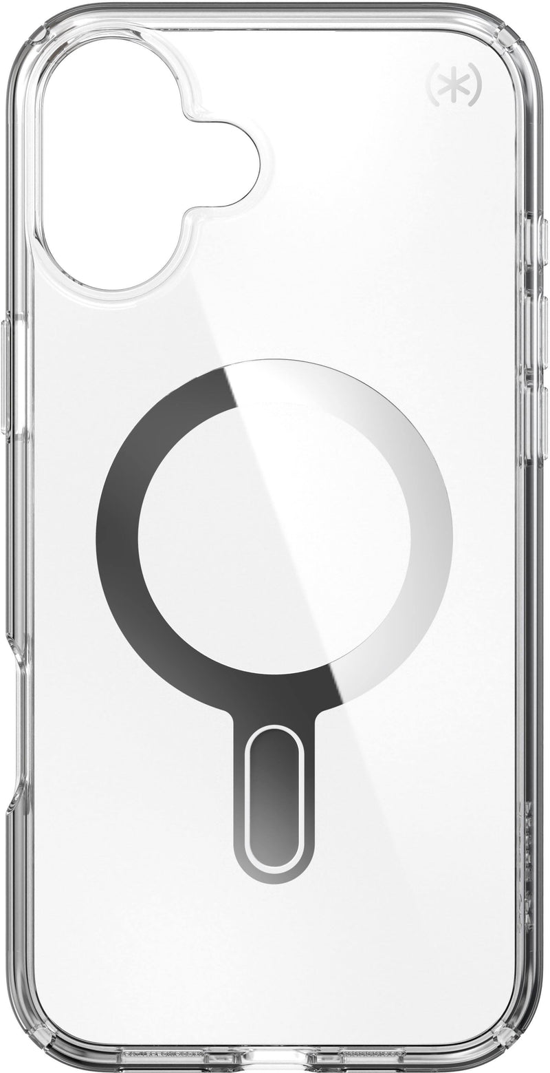Speck - Presidio Perfect Clear ClickLock Case with MagSafe for Apple iPhone 16 Plus - Clear/Chrome