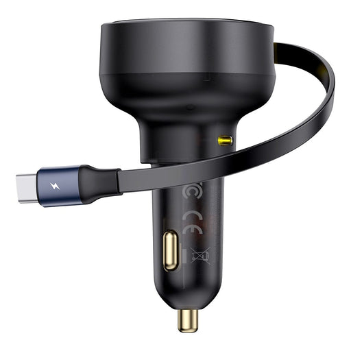 Baseus - Enjoyment Pro Car Charger C+Retractable Type-C Cable 60W Cluster - Black