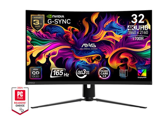 MSI - MAG 321CUP QD-OLED 32" 3840x2160 (DQHD) Curved OLED Quantum Dot Monitor 165Hz 0.03ms(GTG) HDR400 Type-C DisplayPort HDMI - Black