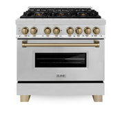 ZLINE - Autograph 36" Legacy Dual Fuel Range w/ 6 Burners  Champagne Bronze Accents (RAZ-36-CB) - Stainless Steel/Champagne Bronze Accents