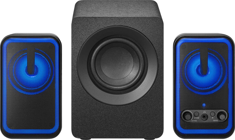 Insignia - 2.1 Bluetooth Computer Speaker System with RGB Lighting and Remote Control (3-Piece) - Black