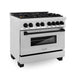 ZLINE - Autograph 36" Legacy Dual Fuel Range in DuraSnow Steel  Black Accents (RASZ-SN-36-MB) - Stainless Steel