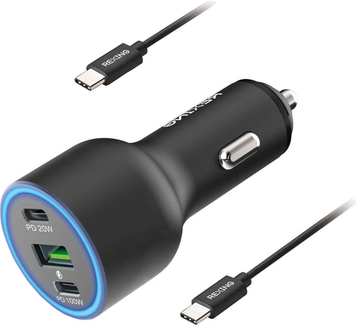 Rexing - 120W Vehicle Quick Charger with 2 USB-C  1 USB Port Compatible with iPhone and Samsung Note - Gray