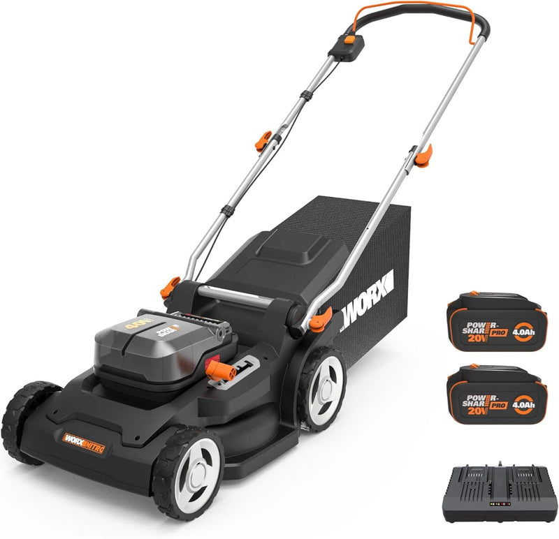 WORX - WG745 40V 17'' Cordless Push Lawn Mower (2 Batteries  Charger Included) - Black