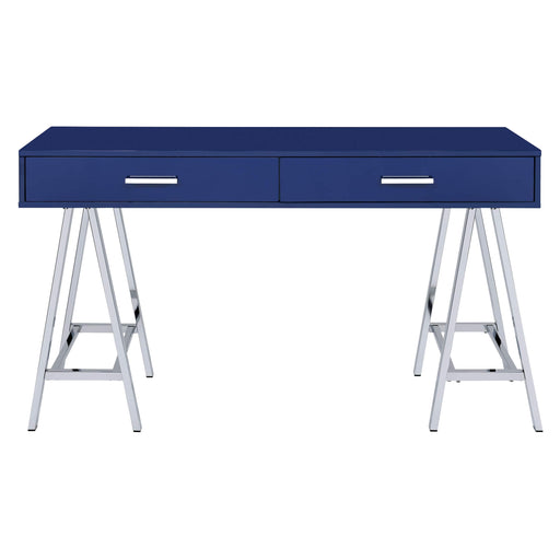 OSP Home Furnishings - Vivid 2 Drawer Desk - Lapis Blue/Chrome