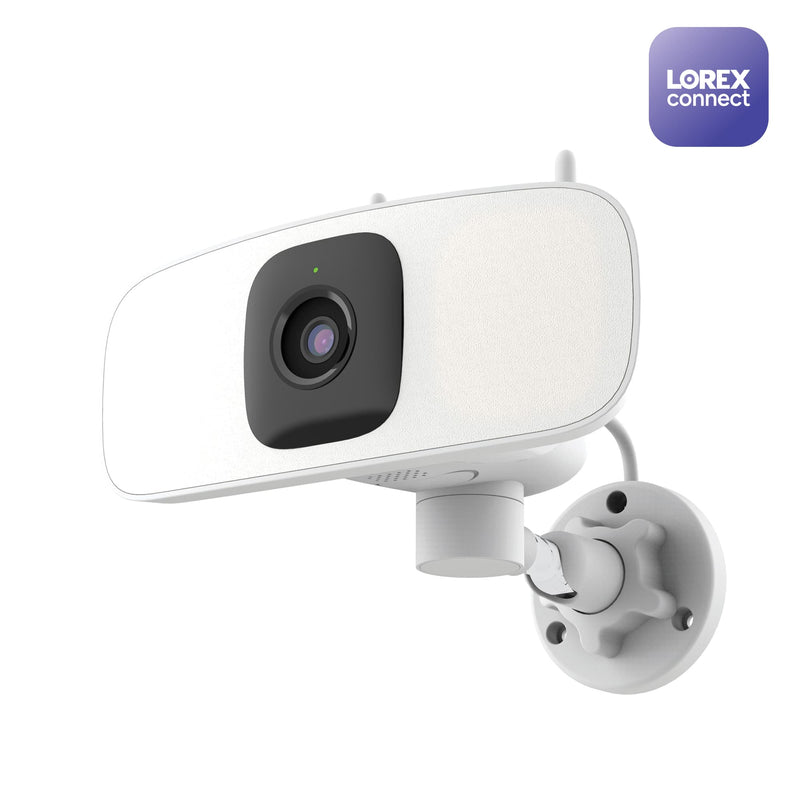 Lorex - 2K Floodlight Wi-Fi Security Camera (with App Controlled Horizontal Pan) - White