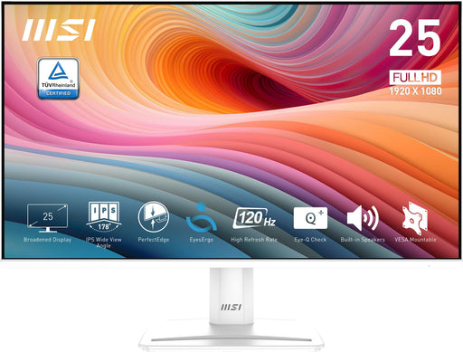 MSI - PRO MP251W E2 24" FHD 120Hz 1ms Adaptive Sync Monitor with Built-in Speakers (DisplayPort HDMI) - Matte White