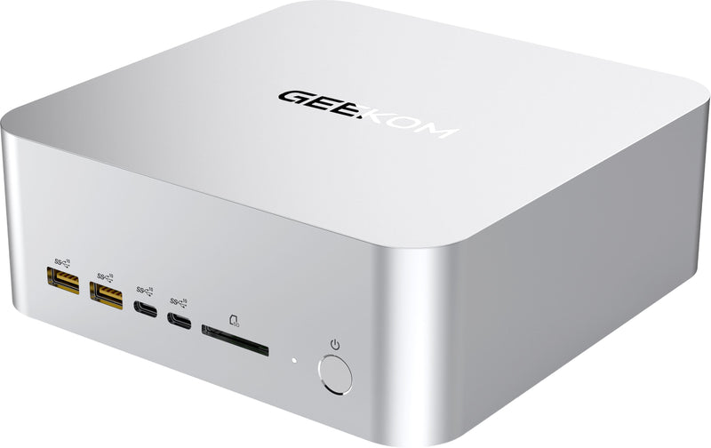 GEEKOM - A9 Mega mini PC AMD Ryzen AI Max Series 395 processor Radeon 8060S Graphics128GB Quad-Channel RAM 2TB SSD Storage - Silver