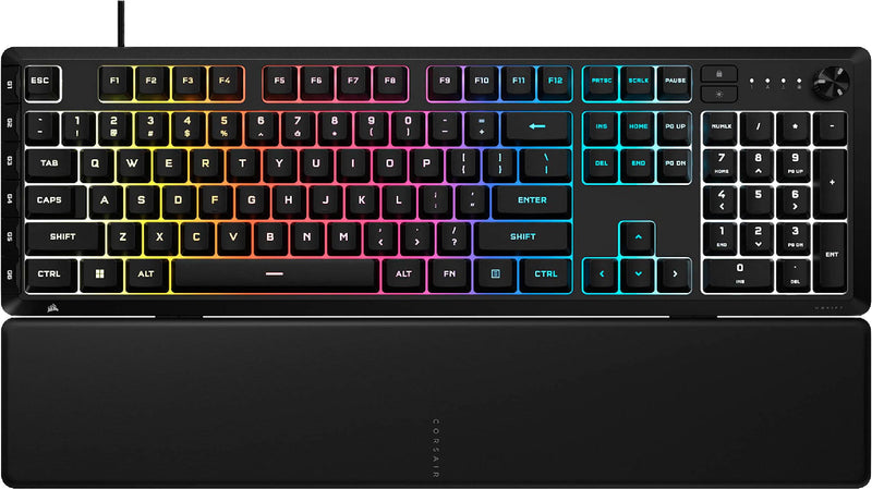 CORSAIR - SKIFF 100 PLUS Gaming Keyboard  10-Zone RGB  100 - Rotary Dial - Quiet Responsive Switches  IP53 - Black