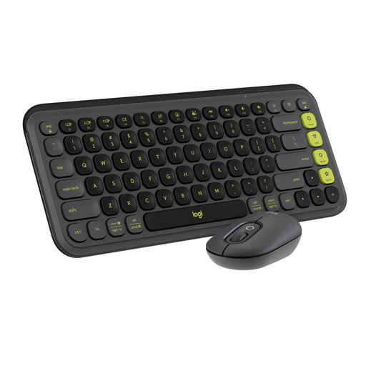 Logitech - POP ICON COMBO Compact TKL Wireless Bluetooth Keyboard and Mouse Bundle with Programmable Quiet Keys and Buttons - Graphite  Lime