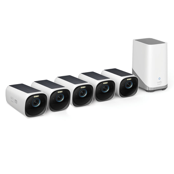 eufy Security - eufyCam 3 5-Camera Indoor/Outdoor Wireless 4K Security System - White