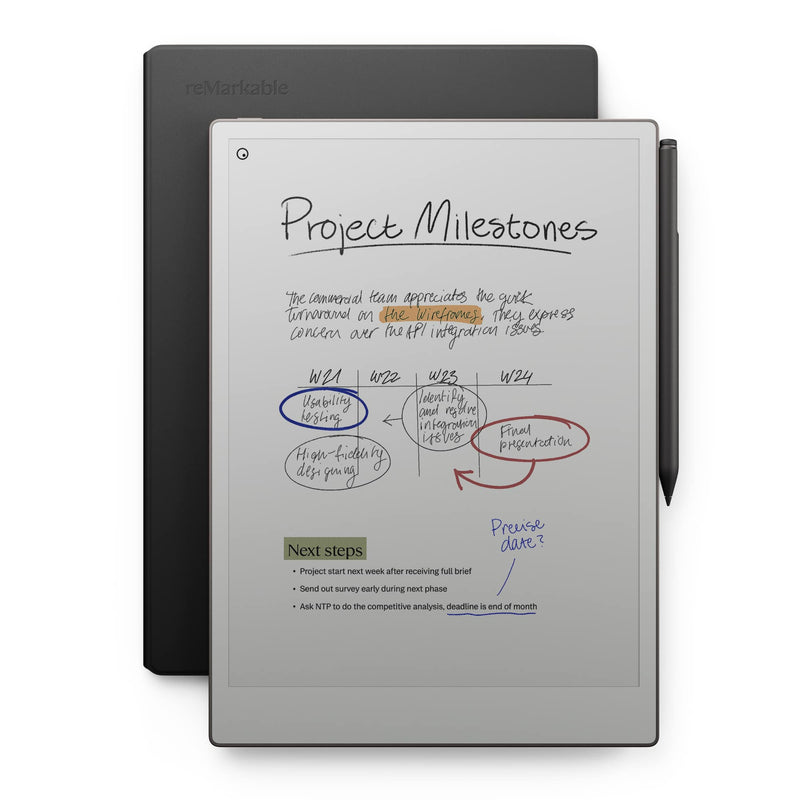 reMarkable - Paper Pro - 11.8" Paper Tablet with Marker Plus and Premium Leather Book Folio - Black