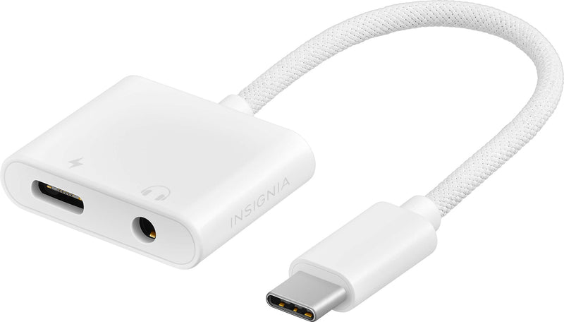 Insignia - USB-C to 3.5 mm Audio Adapter with Charging - White