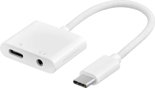 Insignia - USB-C to 3.5 mm Audio Adapter with Charging - White