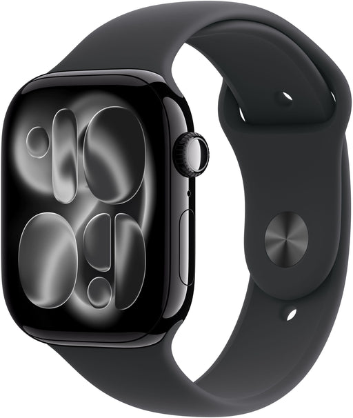 Apple Watch Series 11 (GPS+Cellular) 46mm Aluminum Case with Black Sport Band - S/M - Jet Black - (2025)