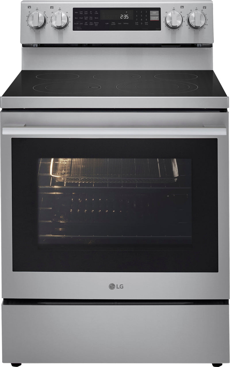 LG - 6.3 Cu. Ft. Freestanding Electric True Convection Smart Range with Air Fry and InstaView - Stainless Steel