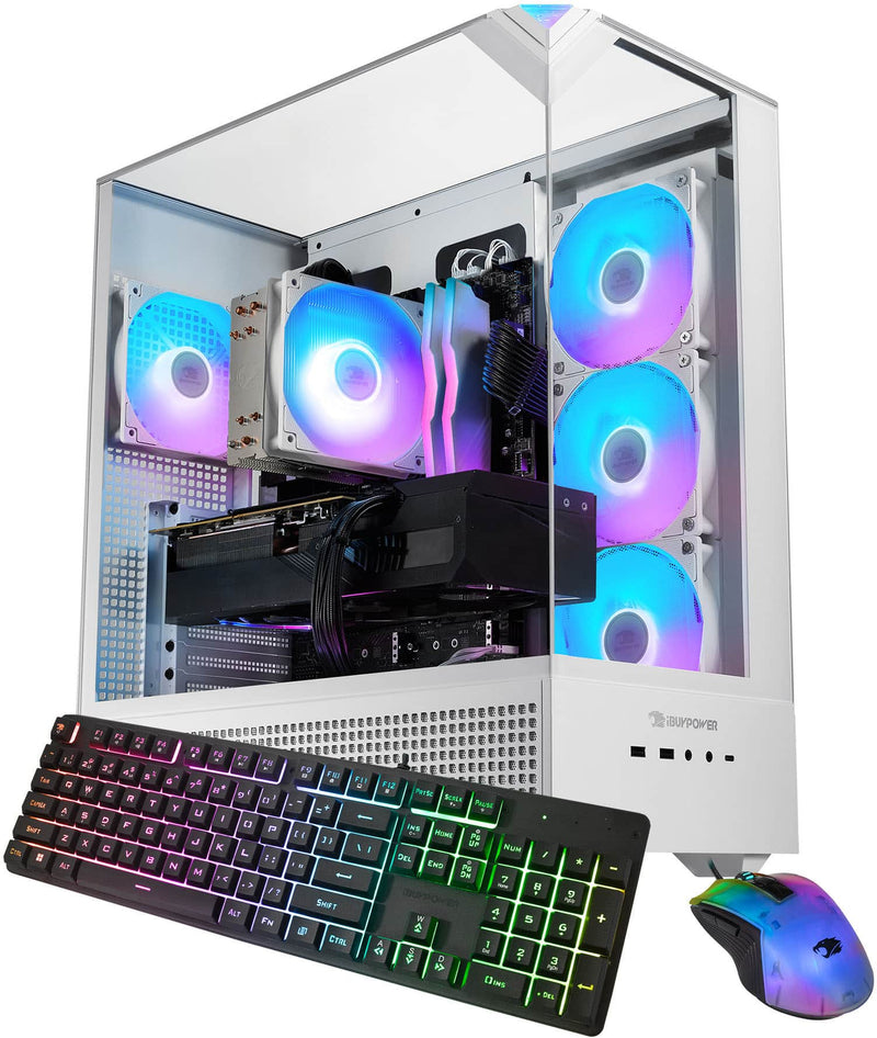 iBUYPOWER - Element 9 Gaming Desktop PC -Intel Core i7 14700F NVIDIA GeForce RTX 5060Ti 16GB32GB DDR5 RGB1TB SSD - White