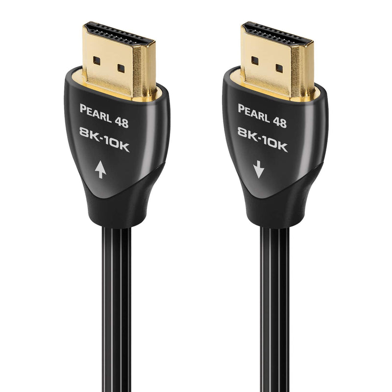 AudioQuest - Pearl 48 9.8' 4K-8K-10K 48Gbps In-Wall Rated HDMI Cable - Black with White Stripes