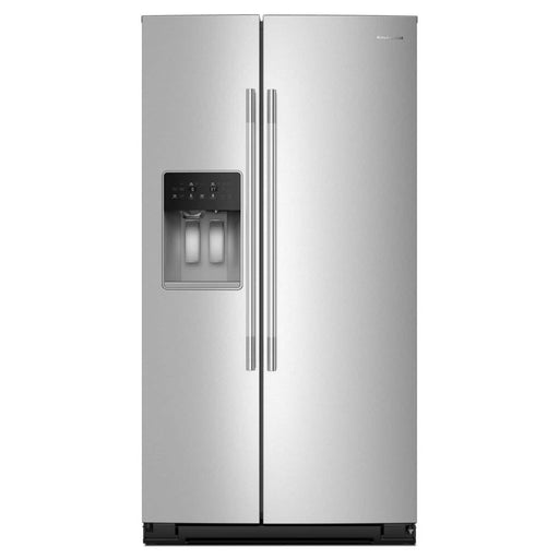 KitchenAid - 20.8 Cu. Ft. Counter-Depth Side-by-Side Refrigerator with Exterior Ice and Water Dispenser in PrintShield Finish - Stainless Steel