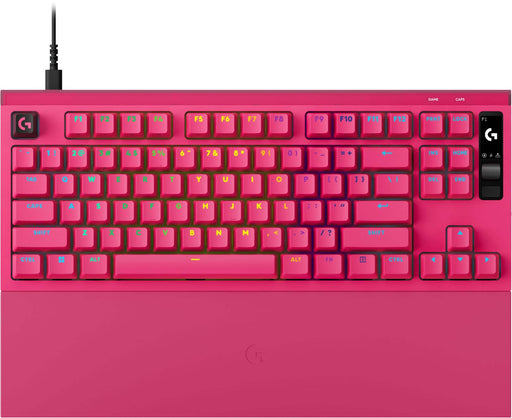 Logitech - G PRO X2 RAPID (Tenkeyless) Wired Gaming Keyboard with Magnetic Analog Switches and OLED Display - Pink Magenta