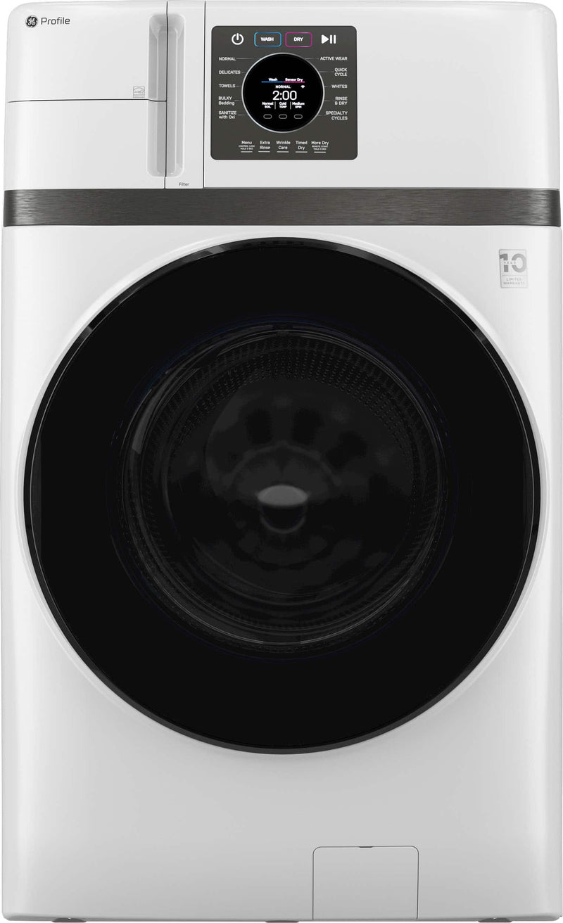 GE Profile - UltraFast 4.6 Cu. Ft. High-Efficiency Smart Front Load Washer and Electric Dryer Combo with Steam and Ventless Heat Pump - White