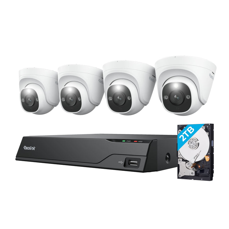 Reolink - 8-Channel 4 - Dome Camera Indoor/Outdoor 4K 8MP PoE 2TB Smart NVR Security Surveillance System - White