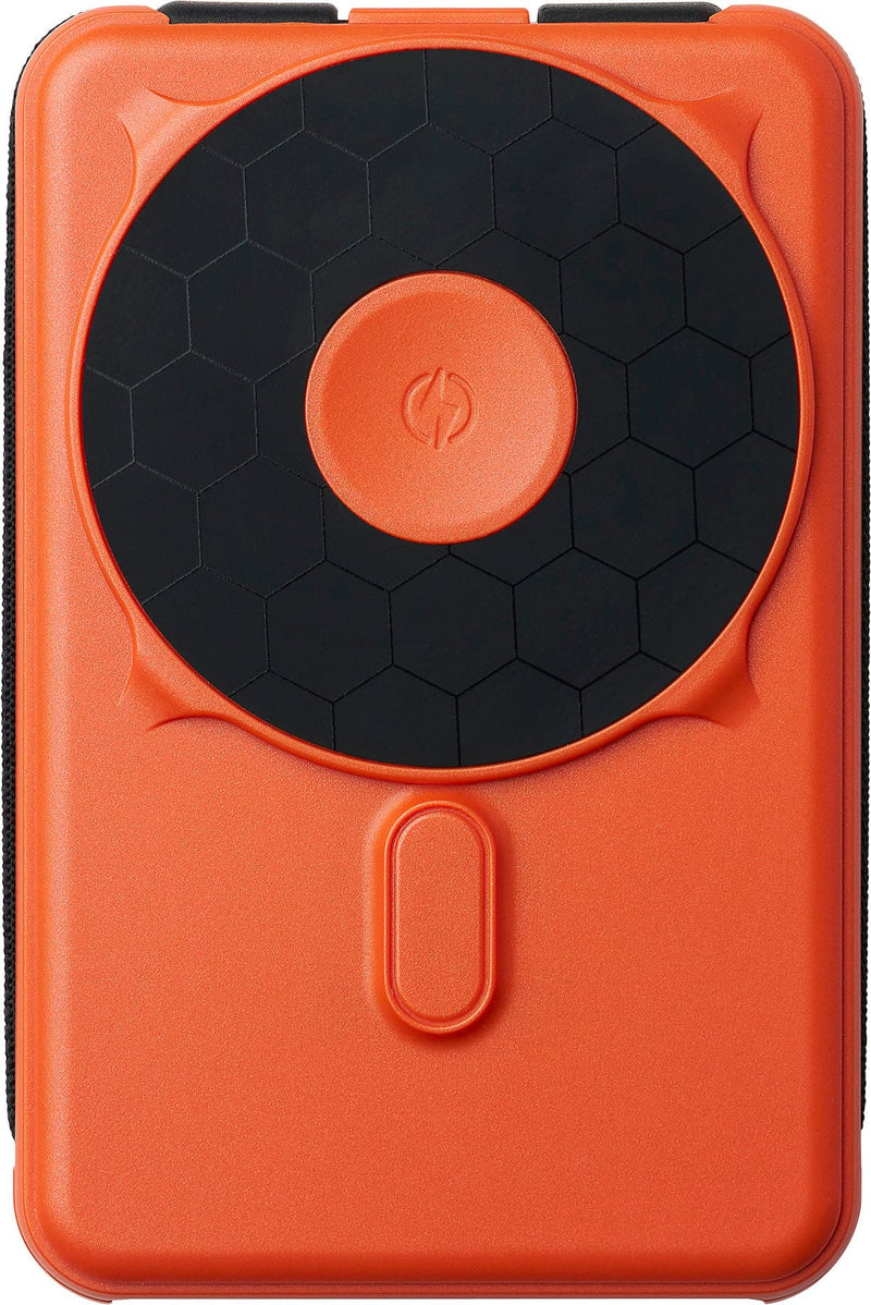 The Ridge Wallet - MAGSAFE POWER BANK 10000mAh 20w 5-in-1 with integrated lightning and USB-C cables Apple Watch charging and Kickstand - Orange