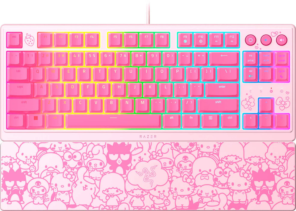 Razer - Ornata V3 TKL Wired Mecha-Membrane Gaming Keyboard with Chroma RGB Backlighting - Hello Kitty Edition - Pink