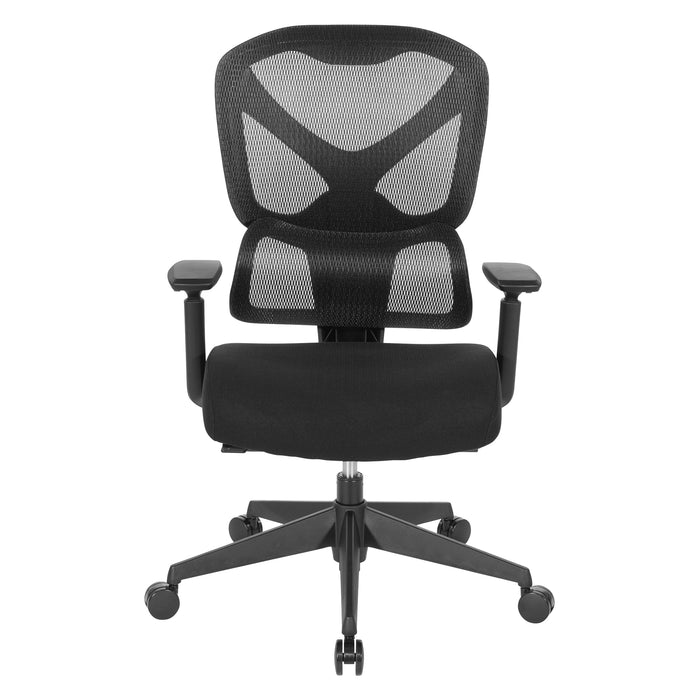 OSP Home Furnishings - High Back Mesh Back Manager’s Chair with Self-Adjusting Lumbar Support and Adjustable Arms - Black