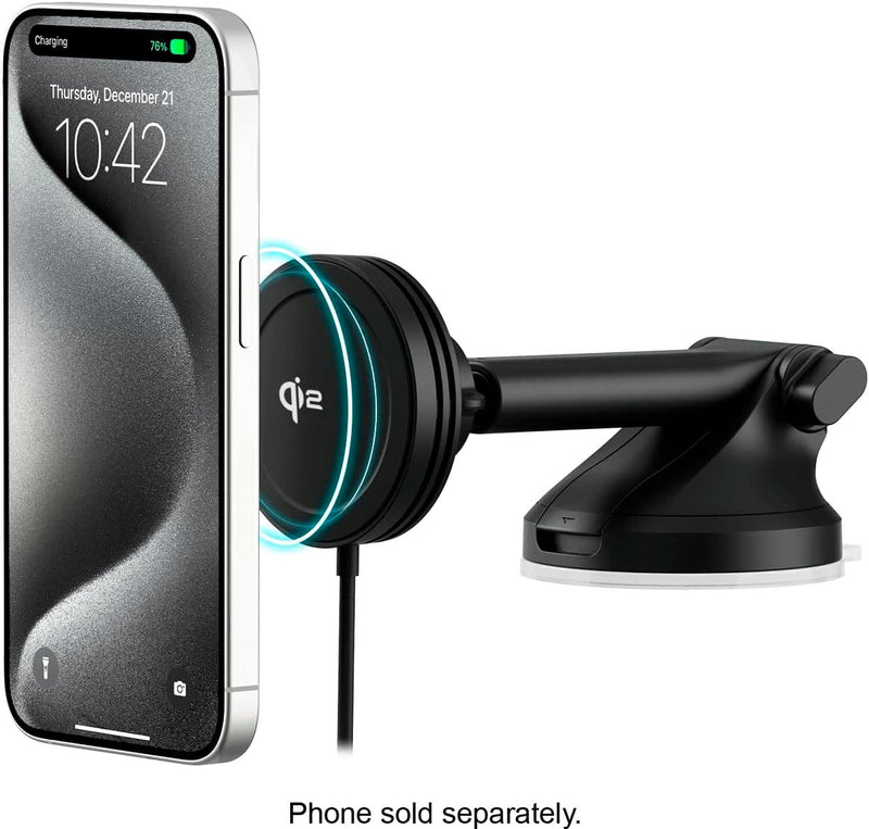 iOttie - Velox Qi2 Wireless Dashboard  Windshield Car Mount - Carbon Black
