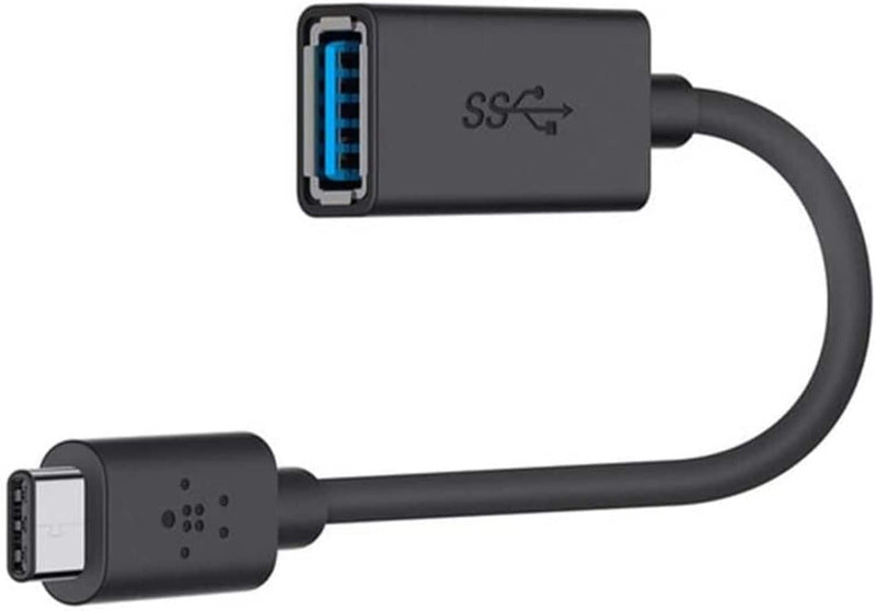 Belkin - USB-C to USB 3.0 Adapter with Charging and 10Gbps Data Transfer Compatible with Apple and Chromebook Devices 5-Inch - Black