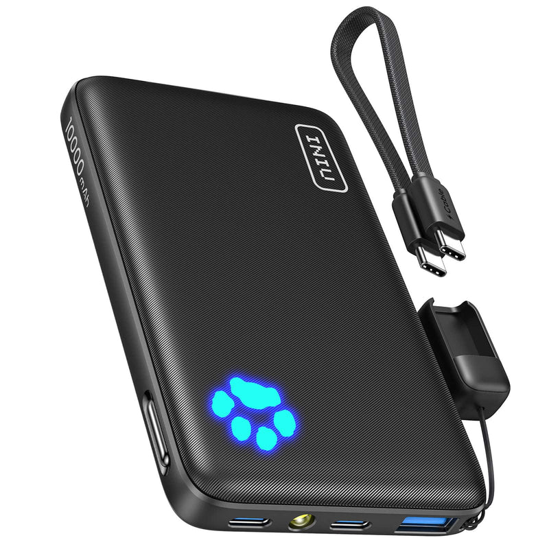INIU - Portable Charger Compact 10000mAh PD 22.5W Power Bank for iPhone Samsung etc - Black