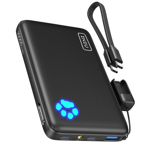 INIU - Portable Charger Compact 10000mAh PD 22.5W Power Bank for iPhone Samsung etc - Black