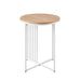 Walker Edison - Contemporary Metal and Wood Round Side Table - Coastal Oak/White