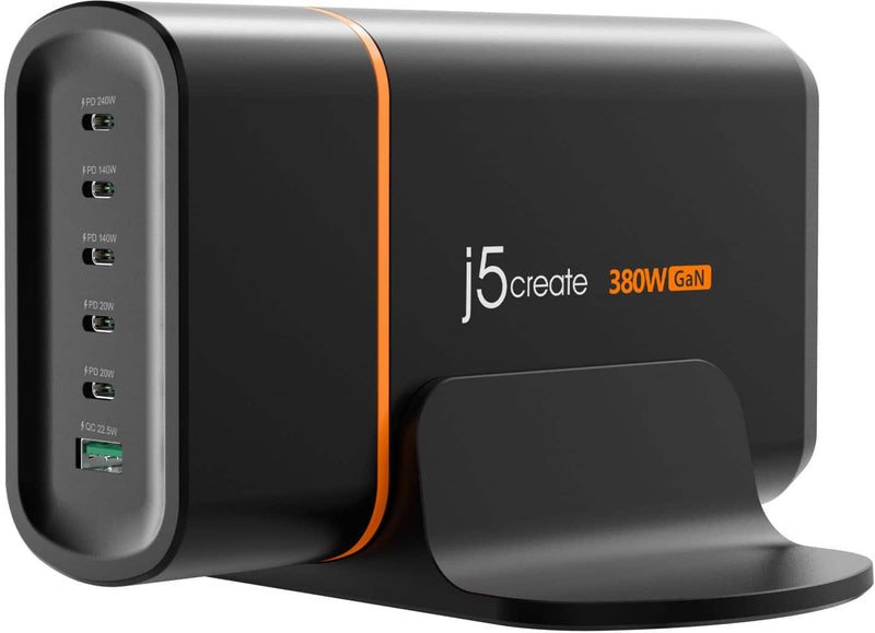 j5create - 380W GaN USB-C 6-Port Charger - Black