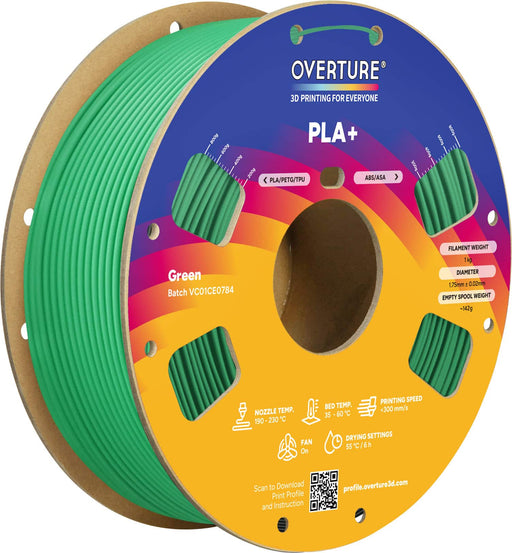 Overture - 1.75 mm PLA+ 3D Printer Filament - Green