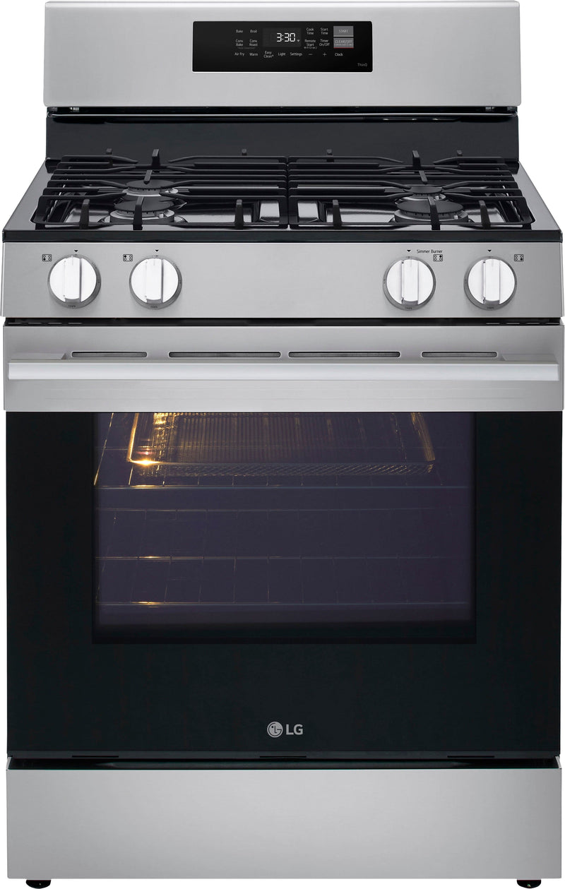 LG - 6.3 Cu. Ft. Freestanding Gas True Convection Smart Range with EasyClean InstaView and Air Fry - Stainless Steel