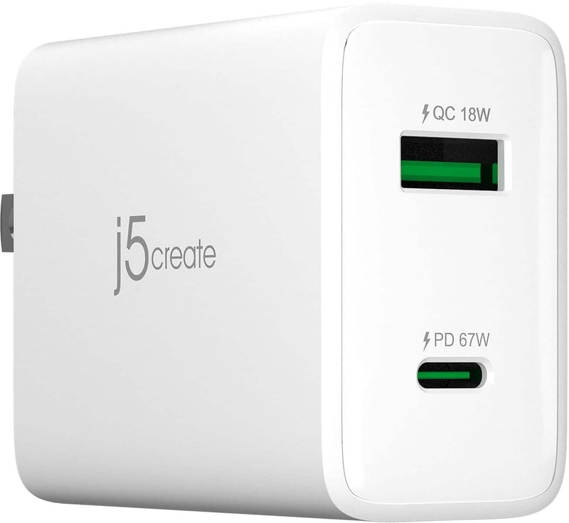 j5create - 67W GaN USB-C 2-Port Charger - White