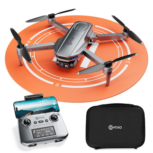 Contixo - F28 Stratus Max 4K GPS Drone with Intelligent Flight Modes 26-Min Flight Brushless Motors  Carrying Case - Gray