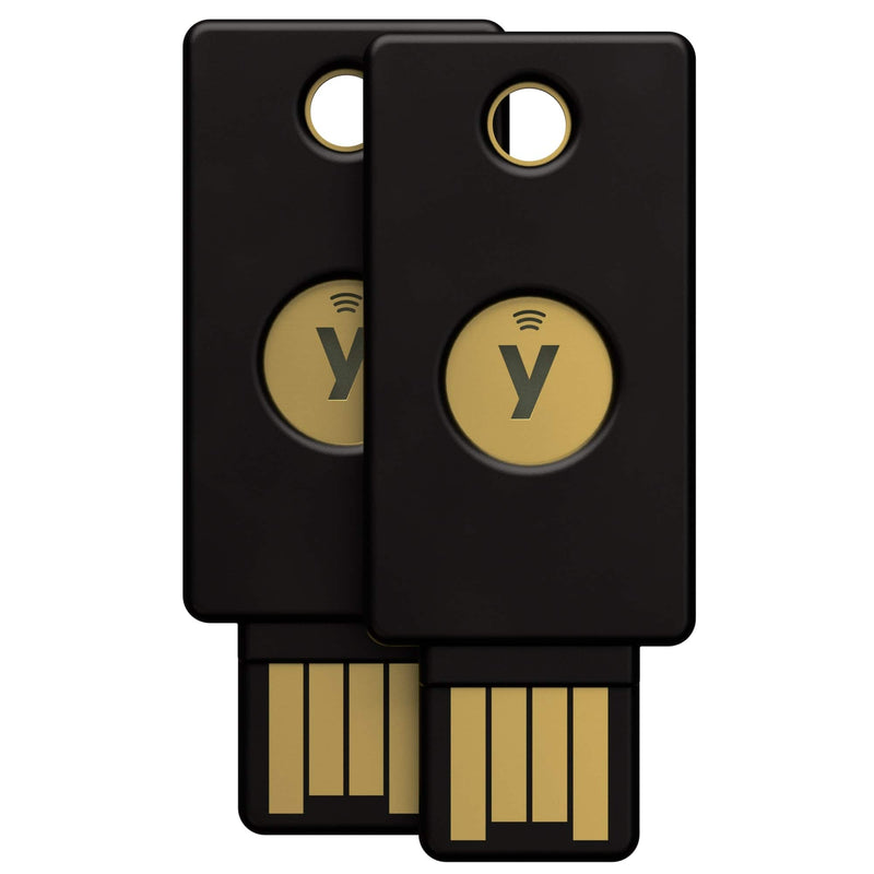 Yubico - YubiKey 5 NFC - Two-Factor authentication (2FA) Security Key Connect via USB-A or NFC FIDO Certified Two Pack - Black