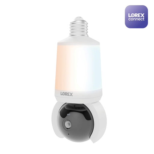 Lorex - Connect 2K Wi-Fi Smart Lightbulb Pan-Tilt Security Camera - White