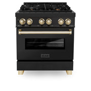 ZLINE - Autograph 30" Legacy Dual Fuel Range in Black Stainless Steel  Gold Accents (RABZ-30-G) - Black