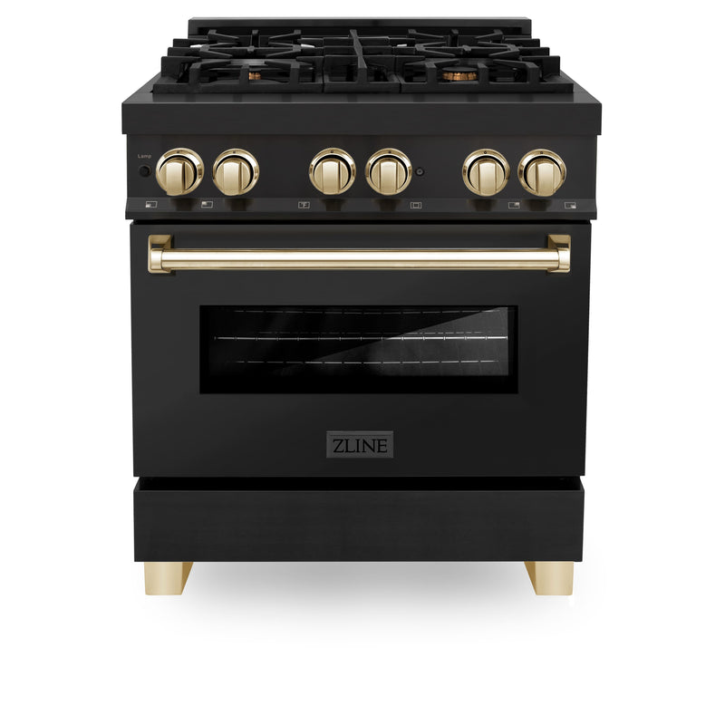 ZLINE - Autograph 30" Legacy Dual Fuel Range with Gold Accents (RABZ-30-G) - Black