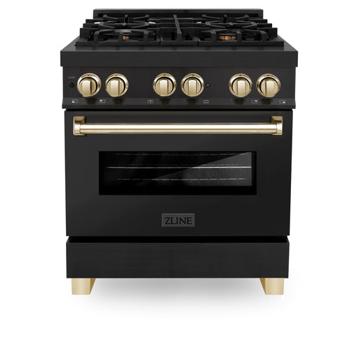 ZLINE - Autograph 30" Legacy Dual Fuel Range with Gold Accents (RABZ-30-G) - Black