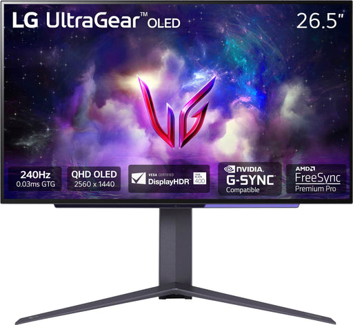 LG - UltraGear 27" OLED QHD 240Hz 0.03ms FreeSync and NVIDIA G-SYNC Compatible Gaming Monitor with HDR400 - Black