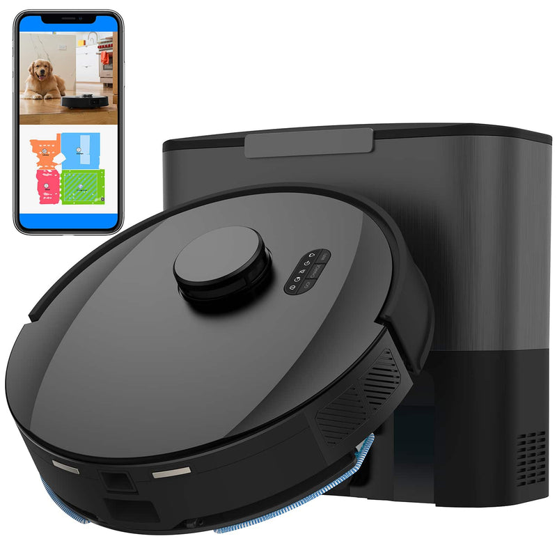 bObsweep - UltraVision Self-Empty Robot Vacuum  Mop 180-Day Dock Ferocious 8000 Pa Suction Object-aware Tech - Carbon Steel